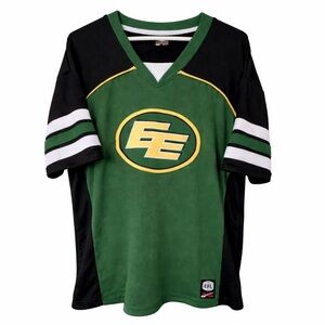 Edmonton Eskimos Elks CFL Jersey Green Black EE Logo Football Shirt